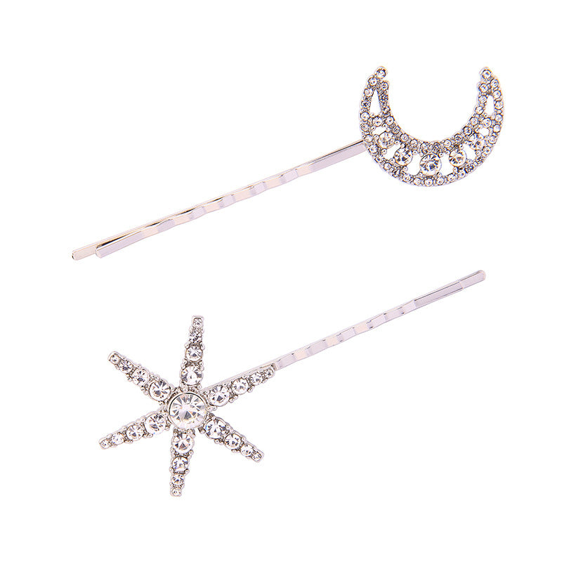 Crystal Star and Moon Hair Clips