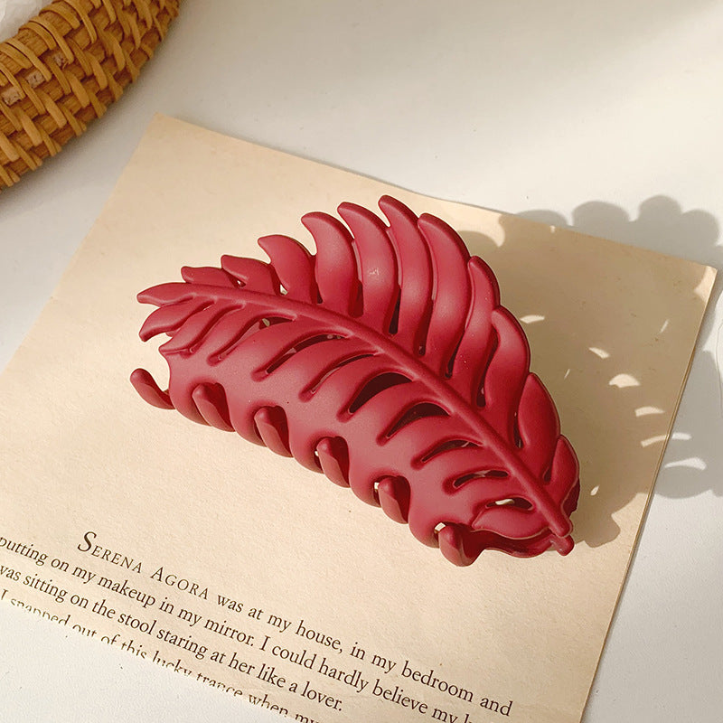 Claw-Style Hair Clip with Leaf Design
